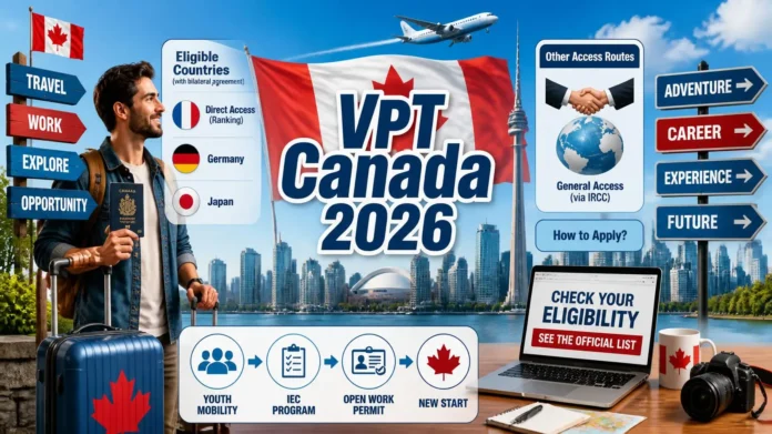 Permis vacances-travail Canada 2026 - bureau avec passeport et documents de préparation de voyage